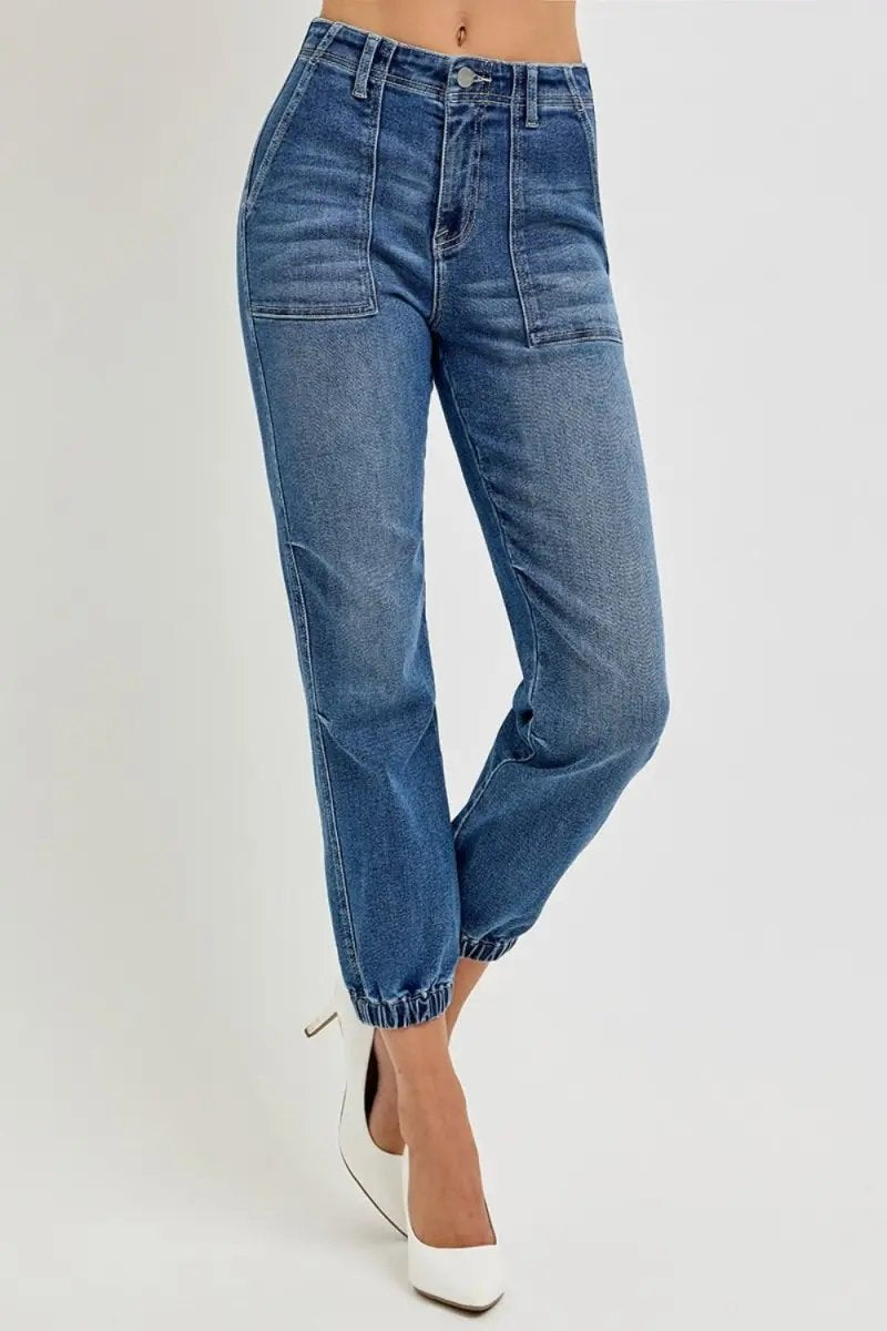 RISEN Full Size High Rise Ankle Jogger Jeans for Women - Love Salve